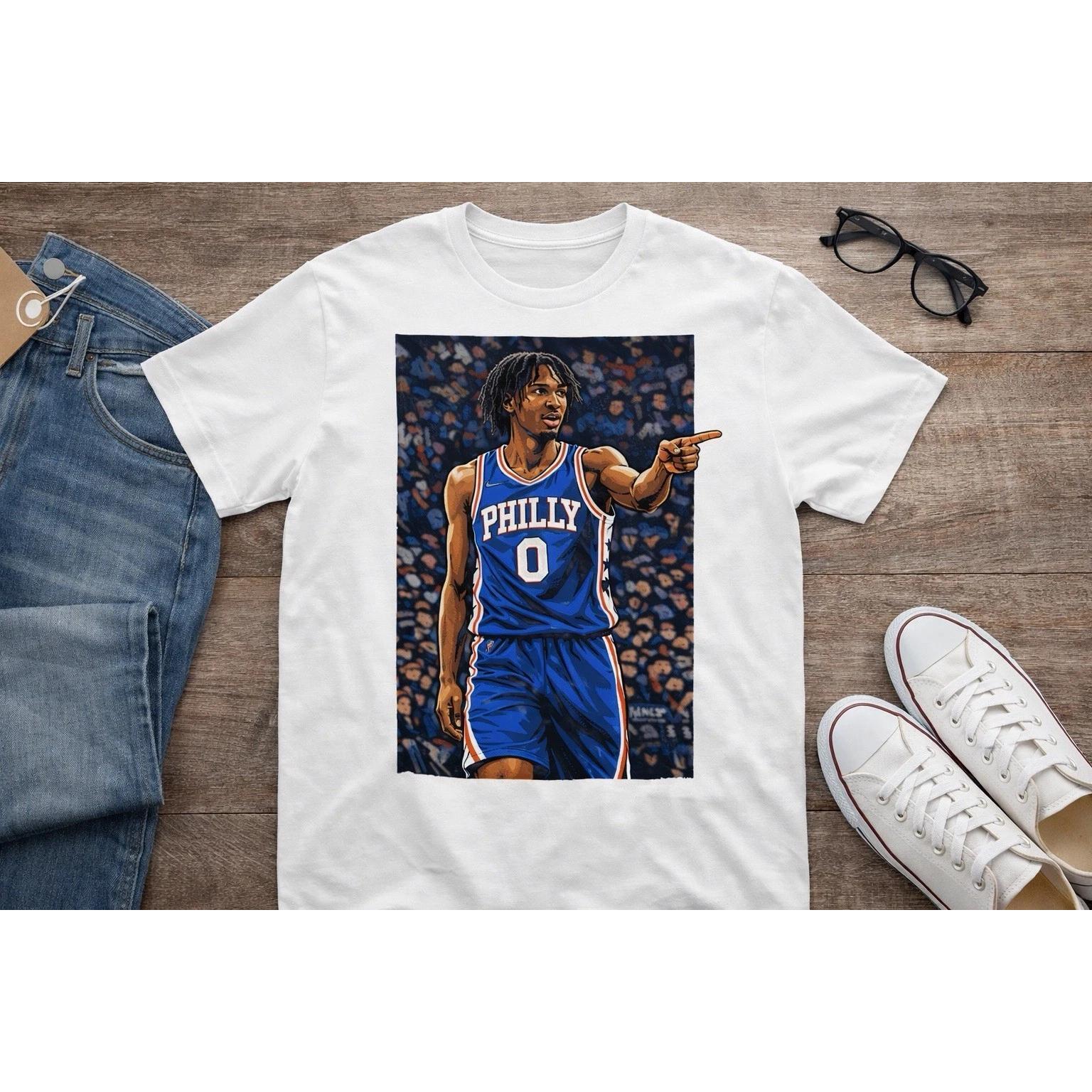 Tyrese Maxey Philly Basketball Sixers Dunk T Shirt Medium